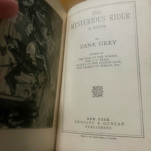 Vintage 1921 1st Edition The Mysterious Rider Zane Grey Novel Hardback book - Picture 8 of 10